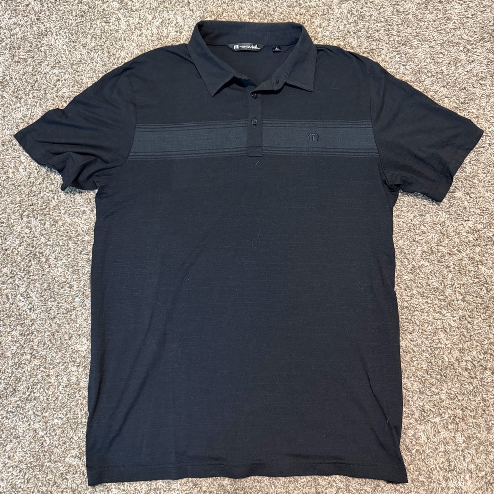 Travis Mathew Black/Gray Golf Polo Shirt - Large - Men’s